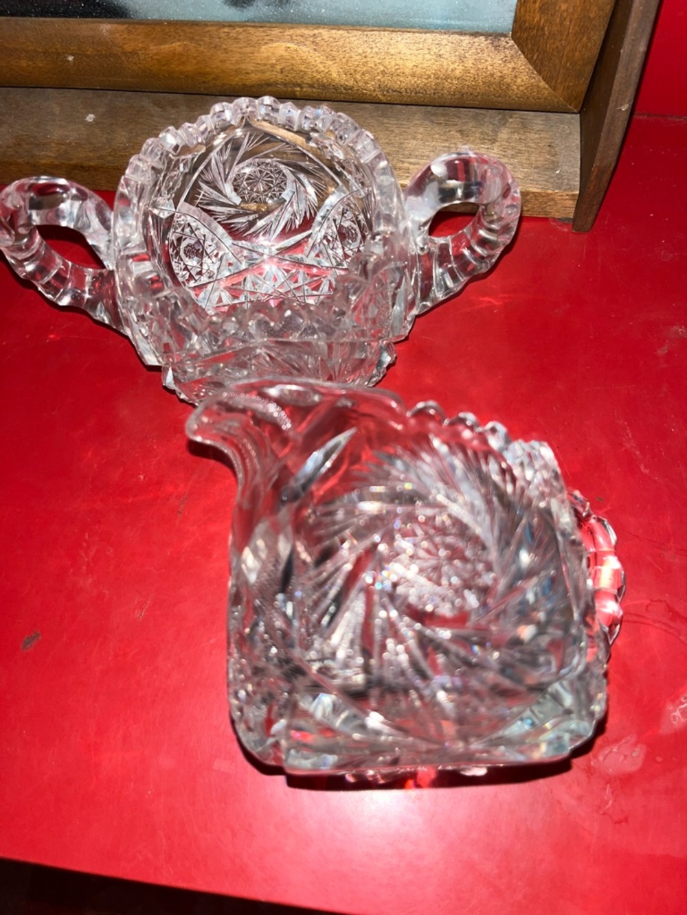 American Brilliant Period Cut Glass Creamer & Sugar Bowl - Picture 4 of 16